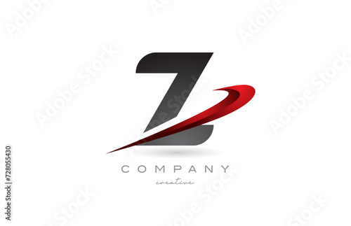 Free Download Z black red swoosh letter logo vector design illustration. Creative template icon for a company or business - GFXLoad
