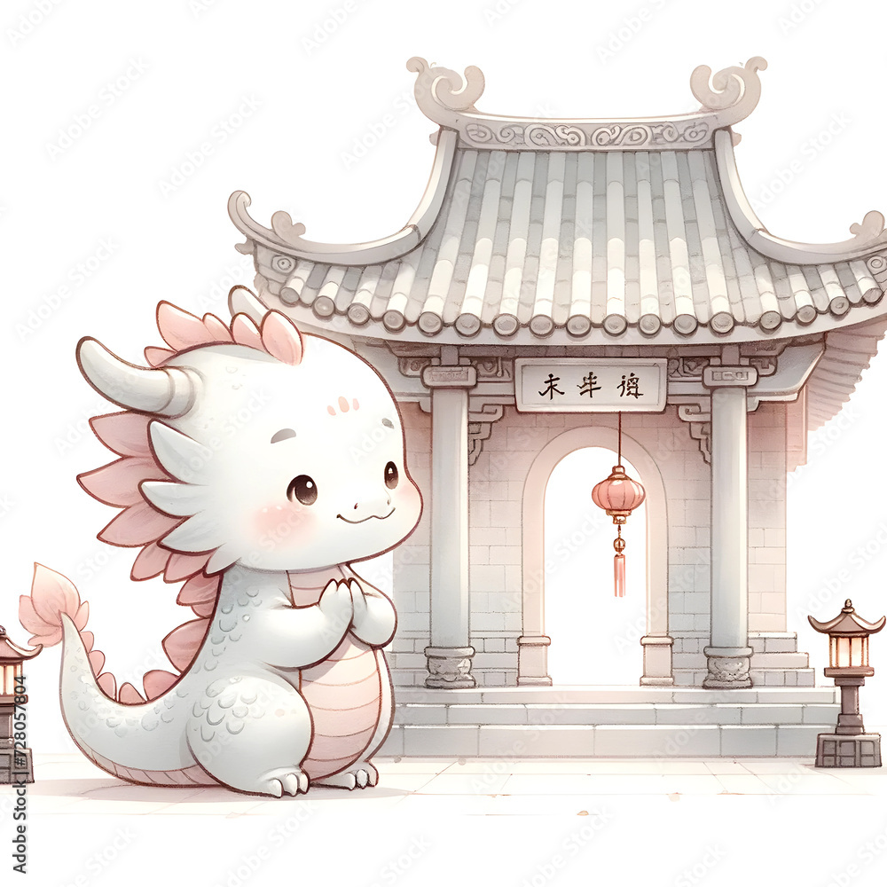 Adorable Baby Dragon at Serene Chinese Archway