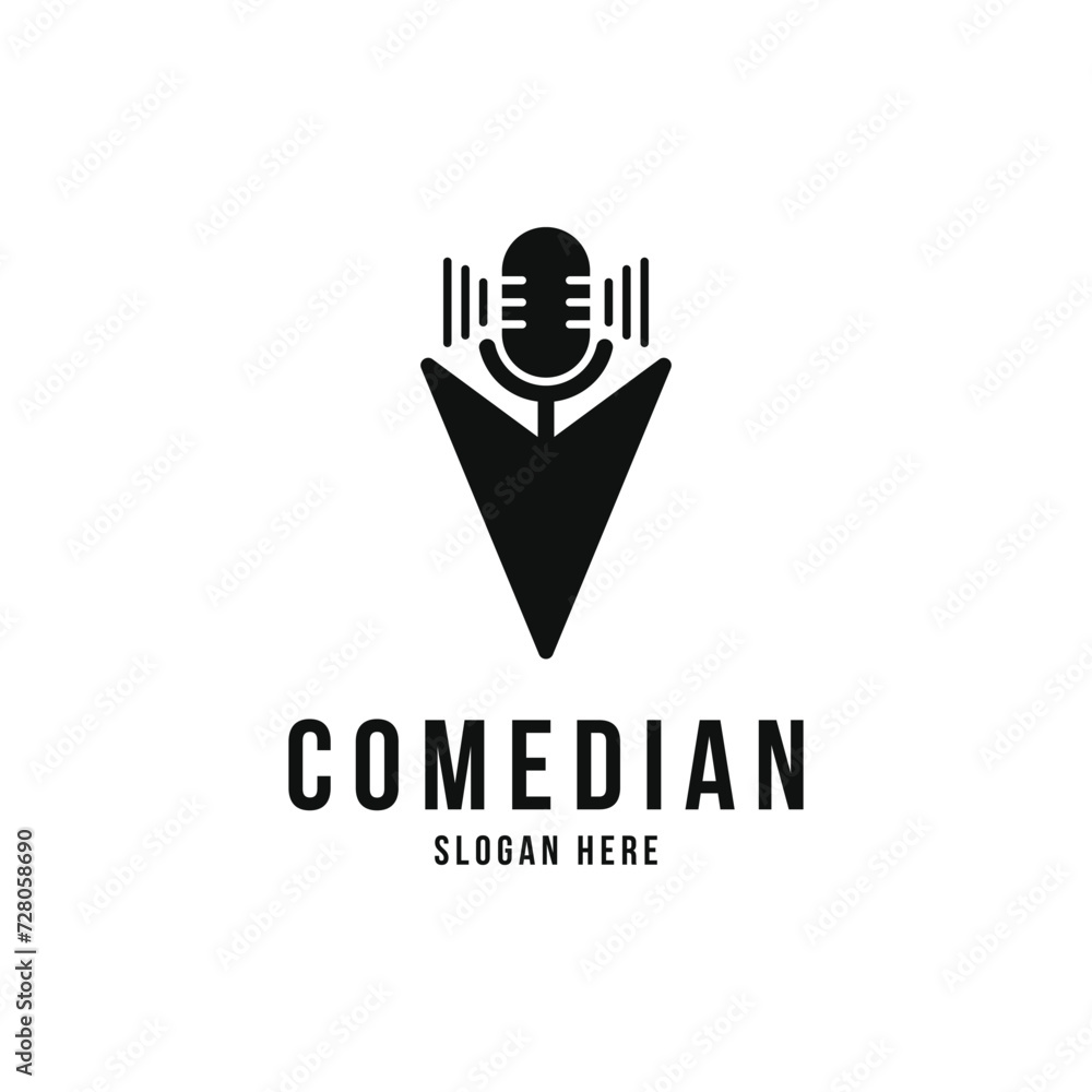 Comedian logo design concept with microphone Comedian logo design concept with microphone