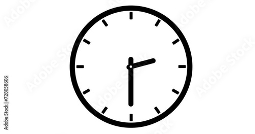 12 Hours Clock Animation. 4K High Quality White Screen Video.	
