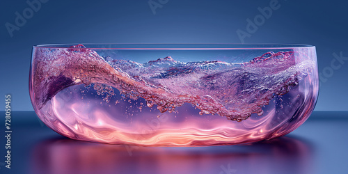 Glasschale mit pink leuchtender Flüssigkeit als Hintergrundmotiv photo