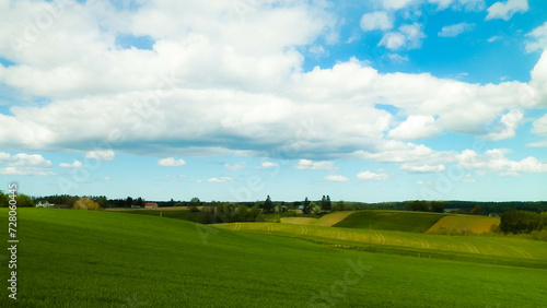 Green fields and hills in Wiezyca, Kashubian Region, Poland. © Jan