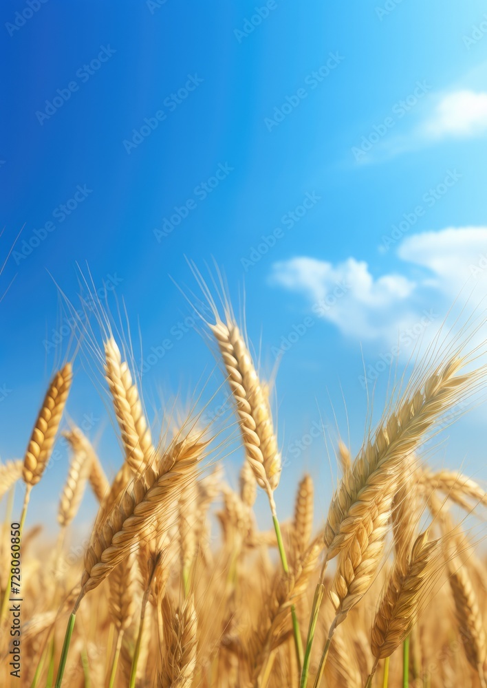 Close up view on wheat field during nice sunny golden hour. Generative Ai. Close up view on wheat field during nice sunny golden hour. Generative Ai.