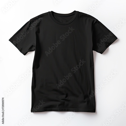 Black tshirt for mockup isolated on white background, blank T-shirt product for design