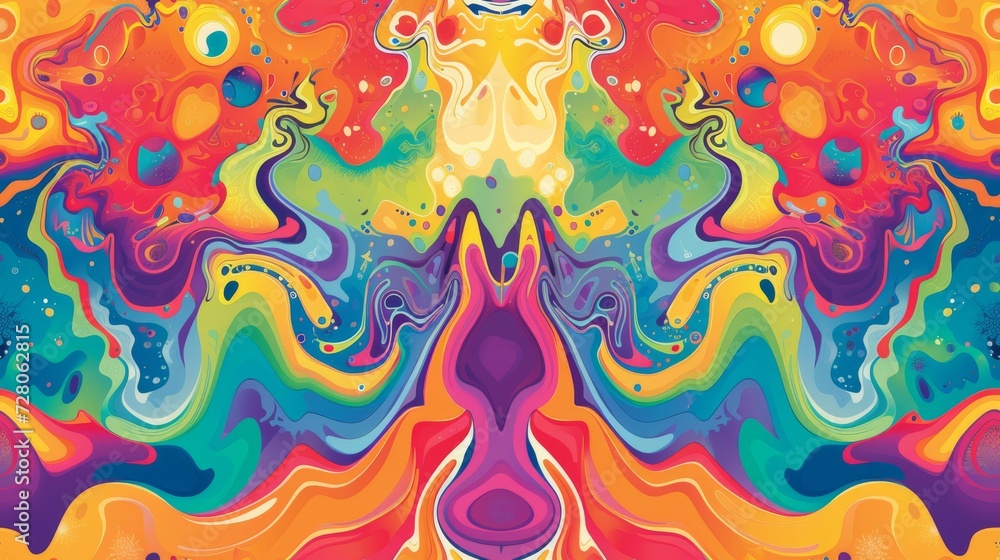 Psychedelic swirls of vivid colors create an abstract liquid art pattern. Psychedelic swirls of vivid colors create an abstract liquid art pattern.