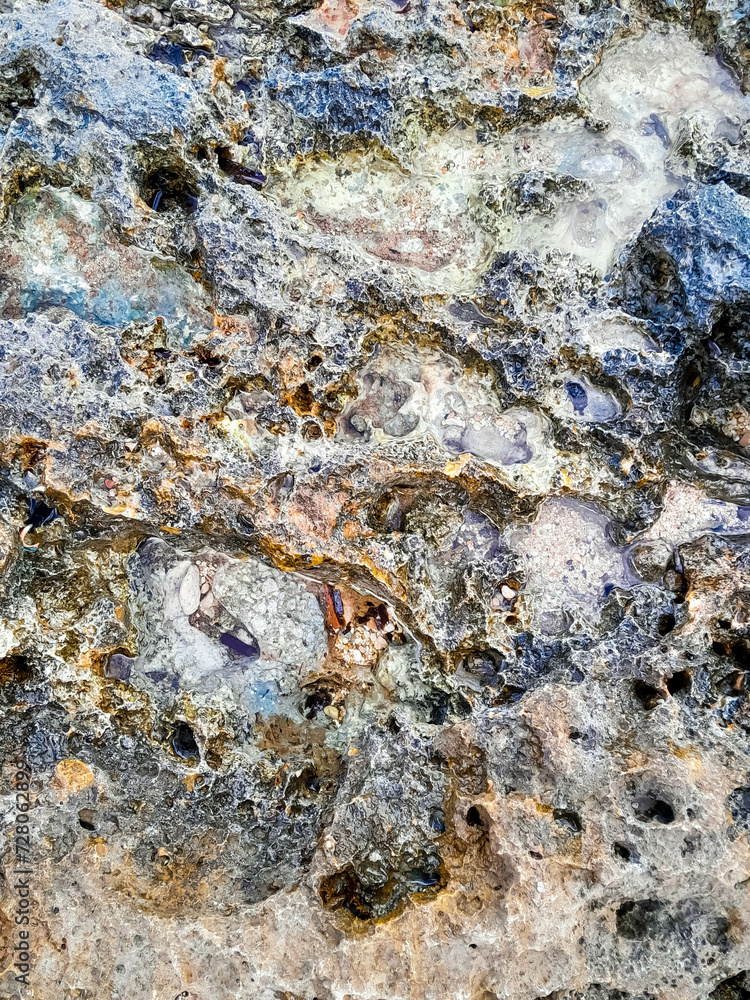 Obraz premium Coastal rocks and sea water as a natural background.