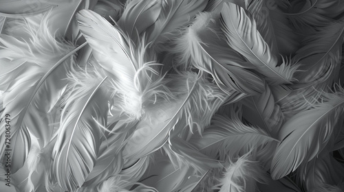 Feather pattern for background and texture. White and gray feathers texture abstract background. 
