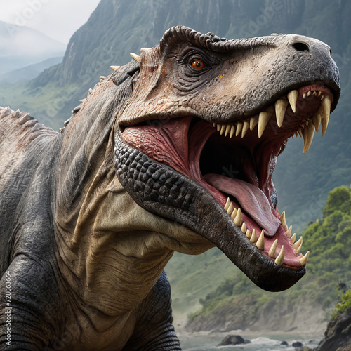 Dangerous roaring dinosaur in prehistoric age