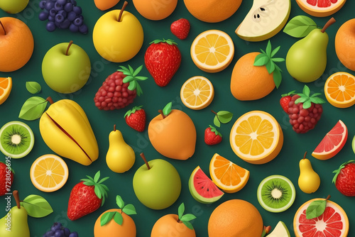 Various mixture of pained ai generated fruits
