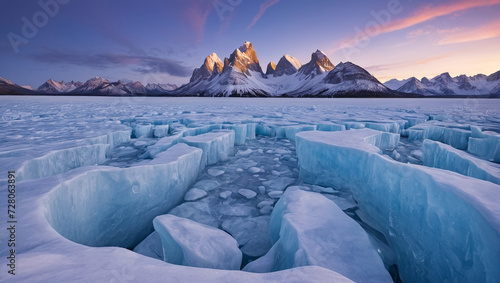 Landscape picture frozen ice age photo
