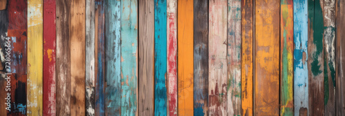 Background wood, wooden boards colorful. BANNER