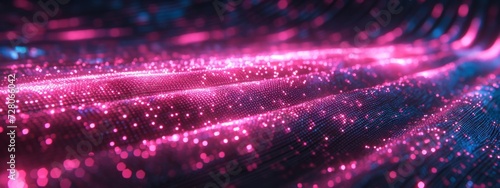 Vivid pink lights creating a dynamic digital wave pattern