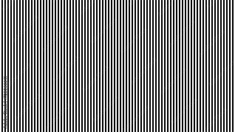 Black and white monochrome vertical stripes pattern. Simple design for background. Uniform lines in contrasting tones creating a visual rhythm and balance. Optical illusion. Vector - obrazy, fototapety, plakaty 