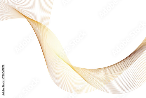 Abstract gold vector wavy lines flowing smooth curve design. Isolated on transparent background. Design of luxury, technology, science, music, modern