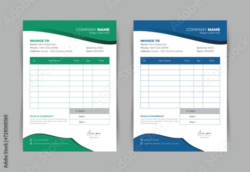 professional and modern business invoice template design, business bill form, receipt, price list,