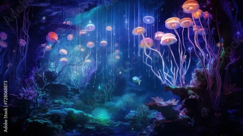 Underwater wonderland where mermaids and sea creatures celebrate the new year