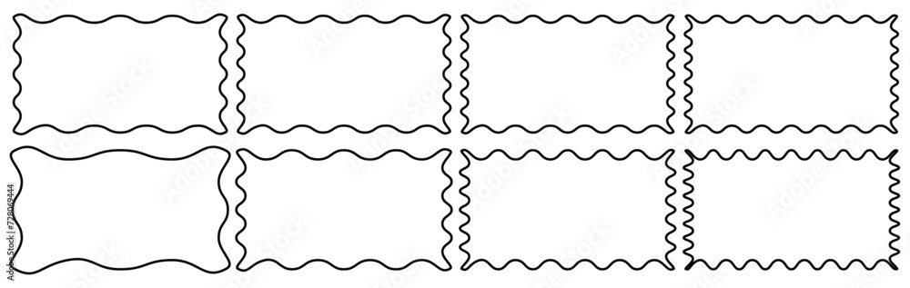 Zig zag Wavy frames set. Geometric Jagged Rectangular border collection. Abstract Zig zag frame shapes isolated on transparent background. Zig zag Wavy frames set. Geometric Jagged Rectangular border collection. Abstract Zig zag frame shapes isolated on transparent background.