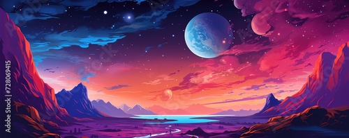 Fantasy galaxy travel sky adventure  wallpaper, colorful panorama. Generative Ai.