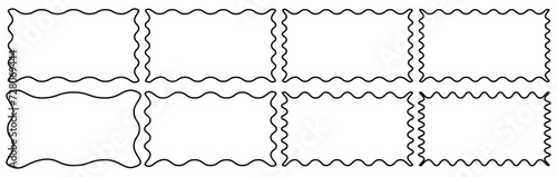 Zig zag Wavy frames set. Geometric Jagged Rectangular border collection. Abstract Zig zag frame shapes isolated on transparent background.