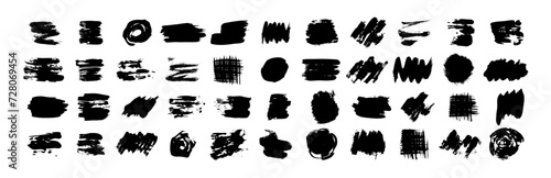 Set of black grunge brush strokes