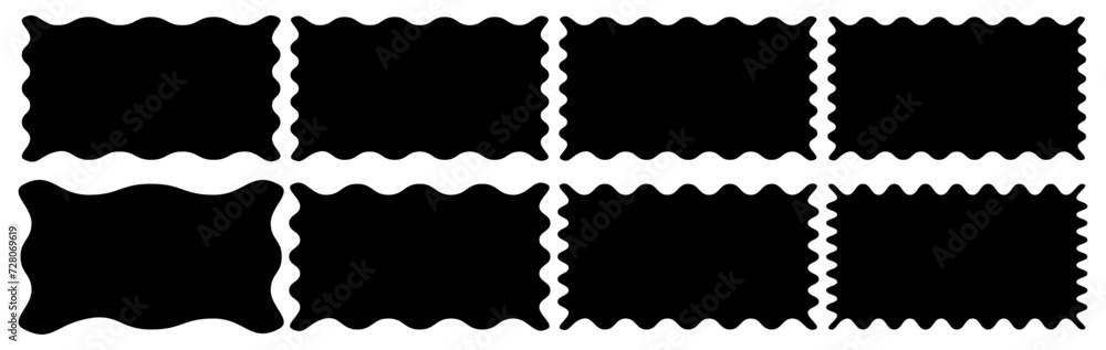 Zig zag Wavy frames set. Geometric Jagged Rectangular Frame collection. Abstract Zig zag shapes isolated on transparent background. Zig zag Wavy frames set. Geometric Jagged Rectangular Frame collection. Abstract Zig zag shapes isolated on transparent background.