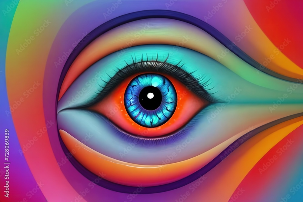 Fototapeta premium Abstract psychedelic background with eyes.