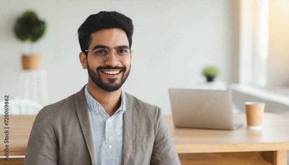 man happy close up standing in office blurred background man happy close up standing in office blurred background
