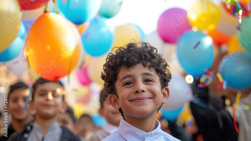Festive Spirit: Middle Eastern Boys Embracing Childhood Joy on Their Birthday
