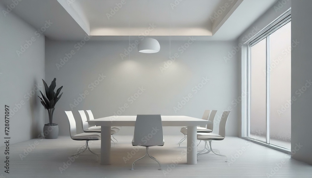 Fototapeta premium Elegance in Simplicity: Modern, Minimalist, and Professional Office Meeting Room