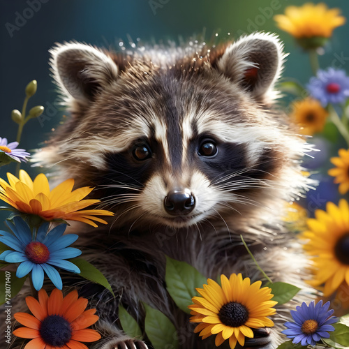 I recently came across the most adorable and fluffy baby raccoon I've ever seen, Ethnic Floral Detailed Characters Vivid Patterns. This little critter had the softest fur that resembled a bundle of cl © bulent