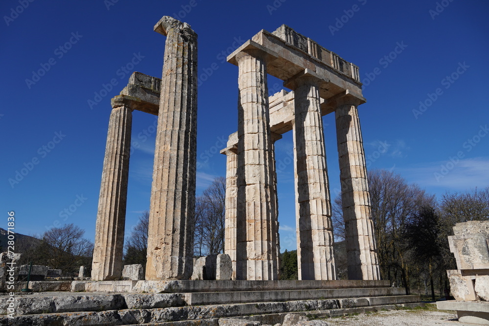 View of the ruins of the temple of Zeus at Nemea, Greece