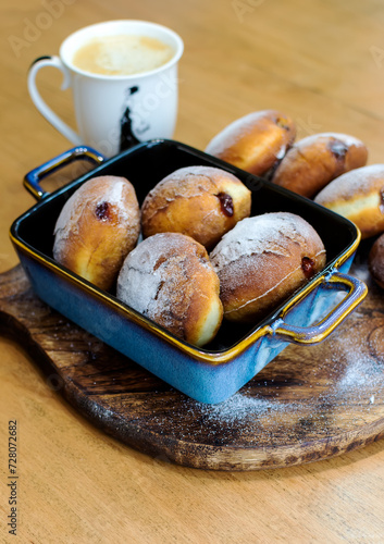 Homemade donuts filled with marmalade