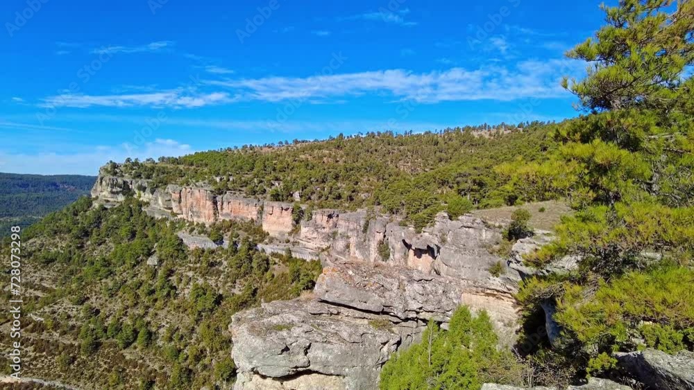 Panoramic view of the Serrania de Cuenca at Una in Spain. Hiking trails La Raya and El Escaleron in Una, Cuenca, Spain Panoramic view of the Serrania de Cuenca at Una in Spain. Hiking trails La Raya and El Escaleron in Una, Cuenca, Spain