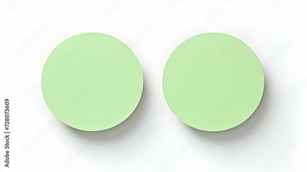 Two Green round Paper Notes on a white Background. Brainstorming Template with Copy Space