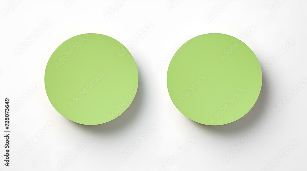 Two Green round Paper Notes on a white Background. Brainstorming Template with Copy Space Two Green round Paper Notes on a white Background. Brainstorming Template with Copy Space