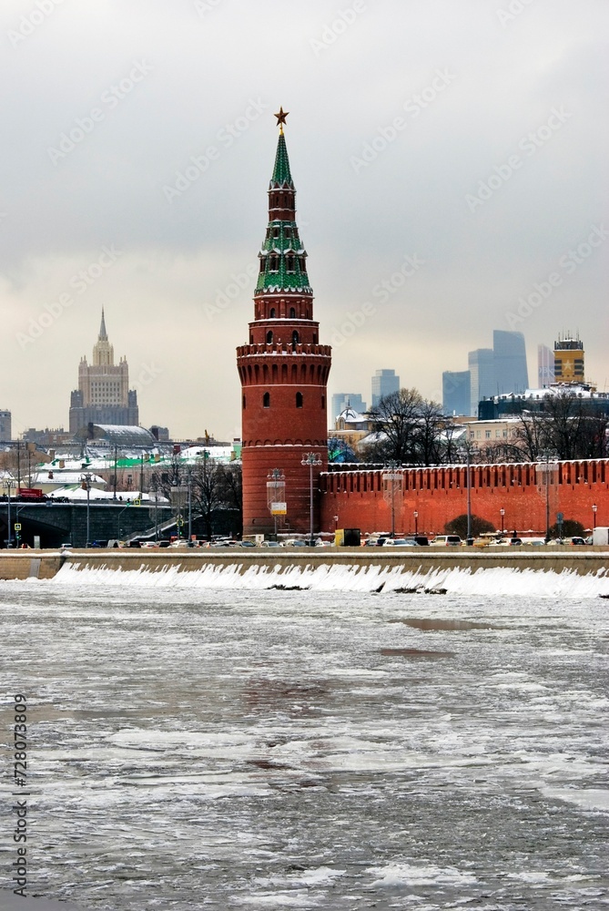 Architecture of Moscow Kremlin. Color photo.