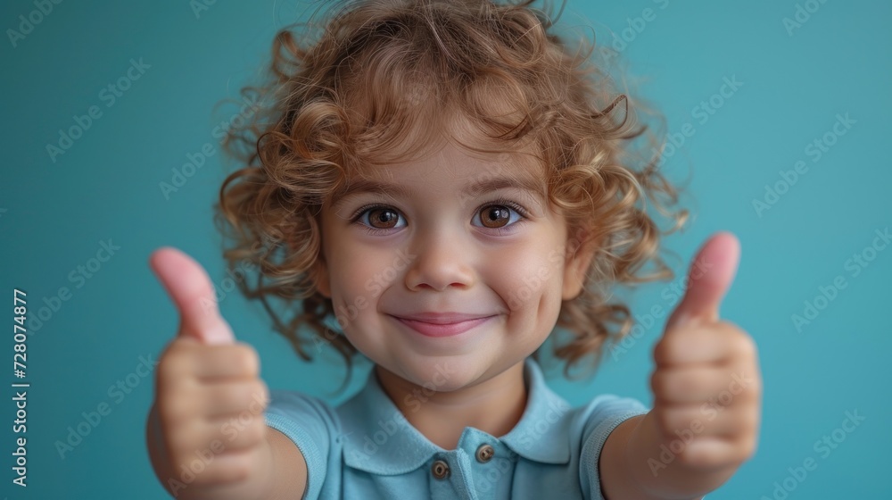 Joyful Child with Double Thumbs Up Joyful Child with Double Thumbs Up