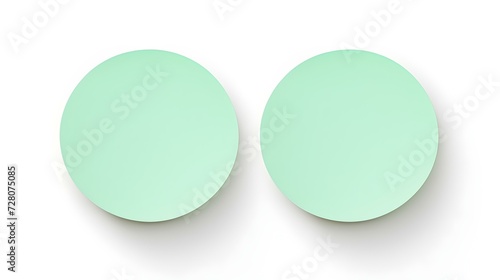 Two Light Green round Paper Notes on a white Background. Brainstorming Template with Copy Space