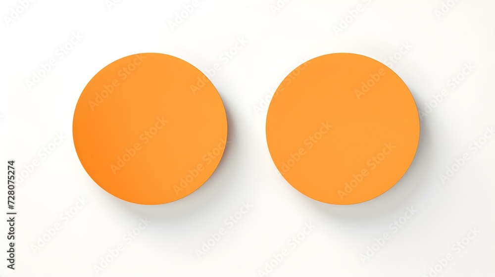 Two Light Orange round Paper Notes on a white Background. Brainstorming Template with Copy Space Two Light Orange round Paper Notes on a white Background. Brainstorming Template with Copy Space
