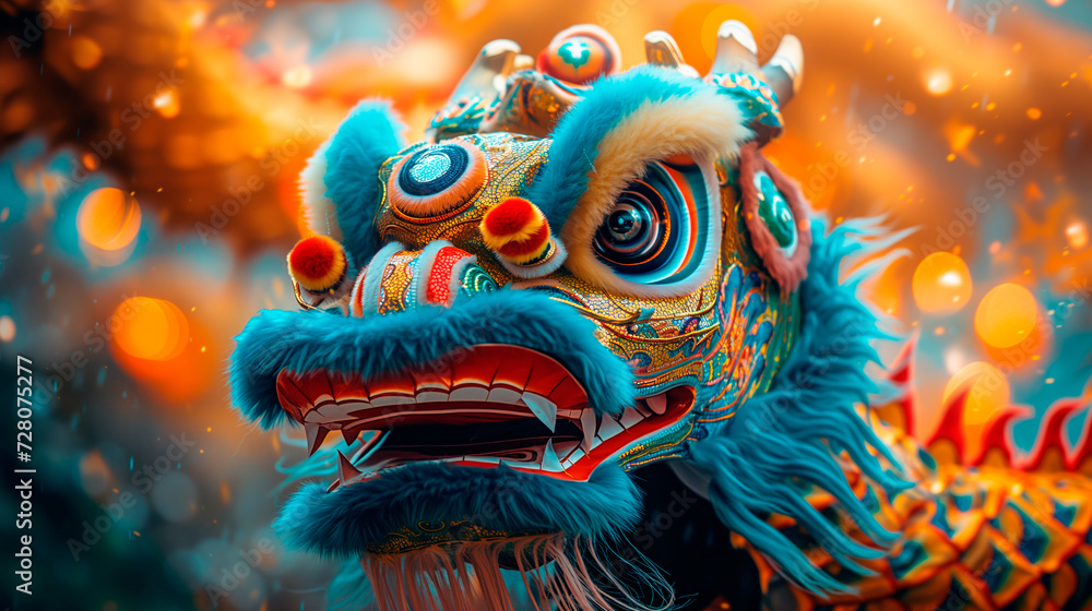 Closeup of 3D golden dragon statue in Chinese temple, symbol of Chinese New Year Closeup of 3D golden dragon statue in Chinese temple, symbol of Chinese New Year
