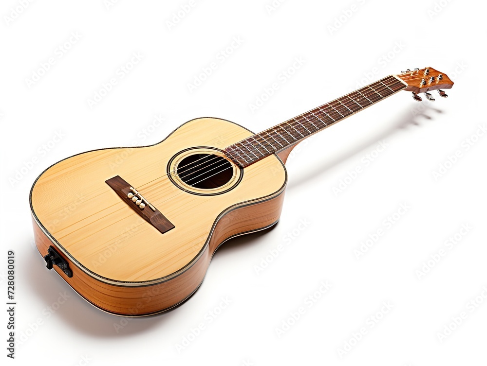 Fototapeta premium Acoustic Guitar Music Instrument Isolated on White Background AI Generated