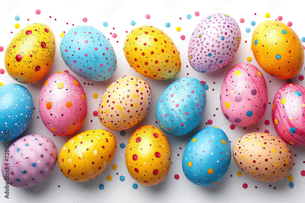 colorful Easter eggs on white background