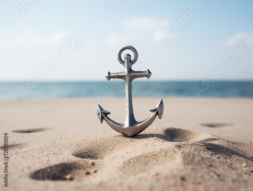 Anchor in Sand Stability and Security Isolated on White Background AI Generated