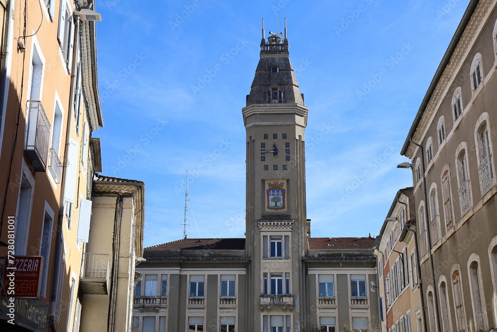 La mairie, vue de l'extérieur, ville de Privas, département de l'Ardèche, France