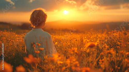 Young boy in the meadow at sunset © Susca Life