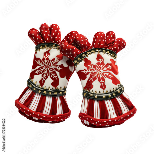 christmas glove with red ribbon 