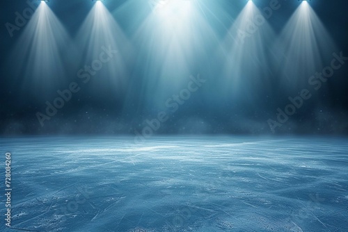 Winter background. Spotlight shines on the earth 