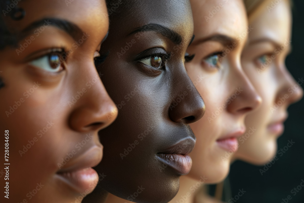 Portrait of different people. Background with selective focus and copy space Portrait of different people. Background with selective focus and copy space