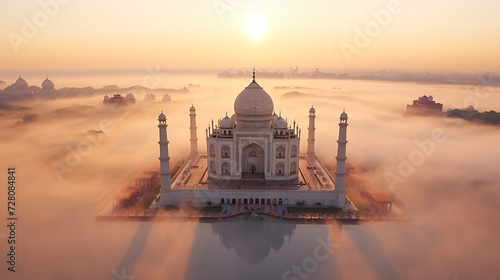 Aerial View Of Taj Mahal In The Indian City.