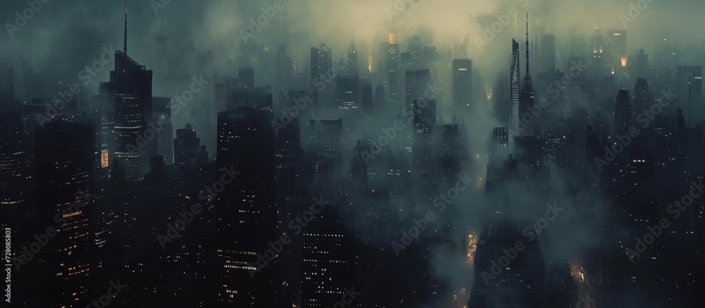 Mesmerizing Dark City Silhouettes Against Majestic Skyscrapers: A Blend of Dark, City, and Silhouettes